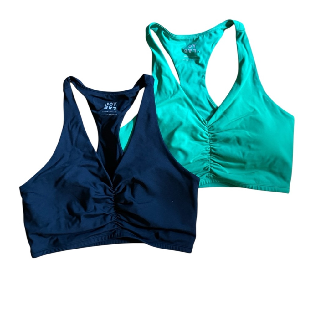 Joy Lab Pair of Blue and Green Sports Bras Size L